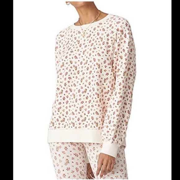 Bandier x Sincerely Jules The Juniper Crew Neck Sweatshirt Cream Floral Ditsy 3X - Picture 8 of 8